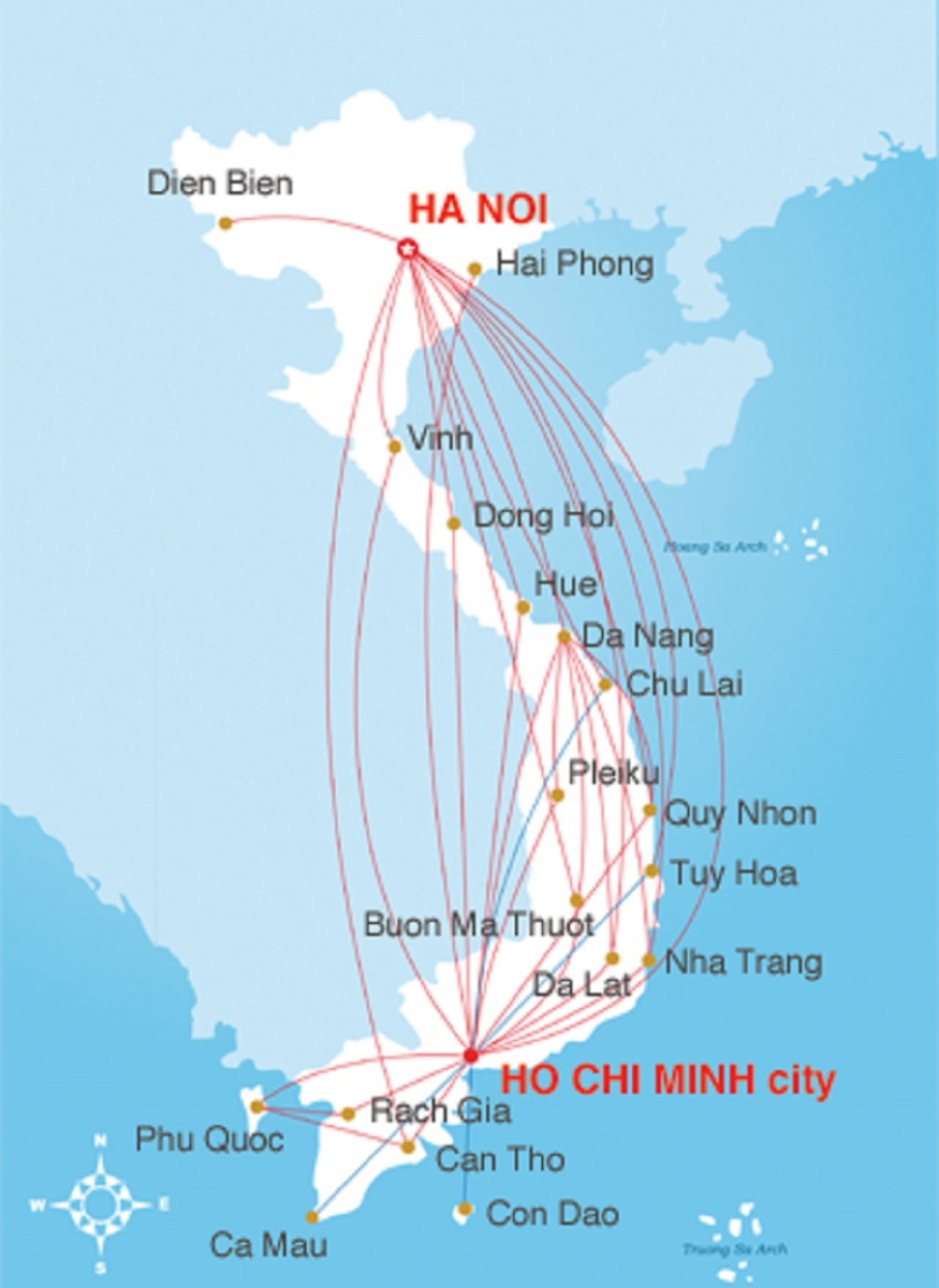 Các chuyến bay phổ biến đi Hà Nội