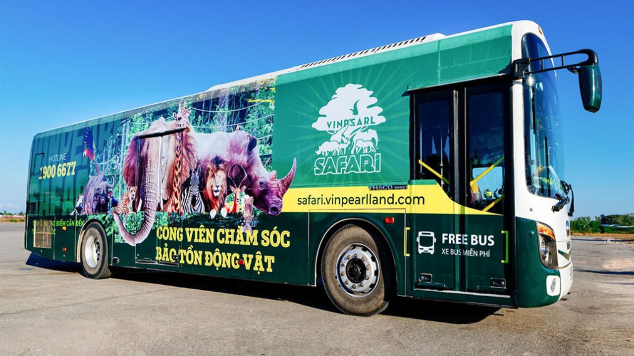 Xe buýt miễn phí di chuyển đến Safari Phú Quốc